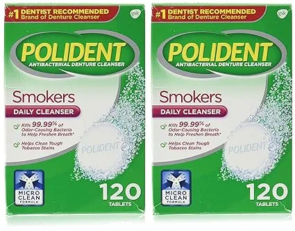 Polident Smokers Denture Cleanser 120 ea (Pack of 2)