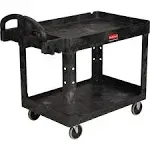 Rubbermaid Commercial Heavy-Duty Utility 2-Shelf Cart, Black