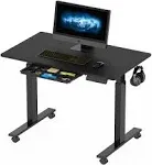 SHW Electric Height Adjustable Mobile Standing Desk, 40 x 24 Inches, Black