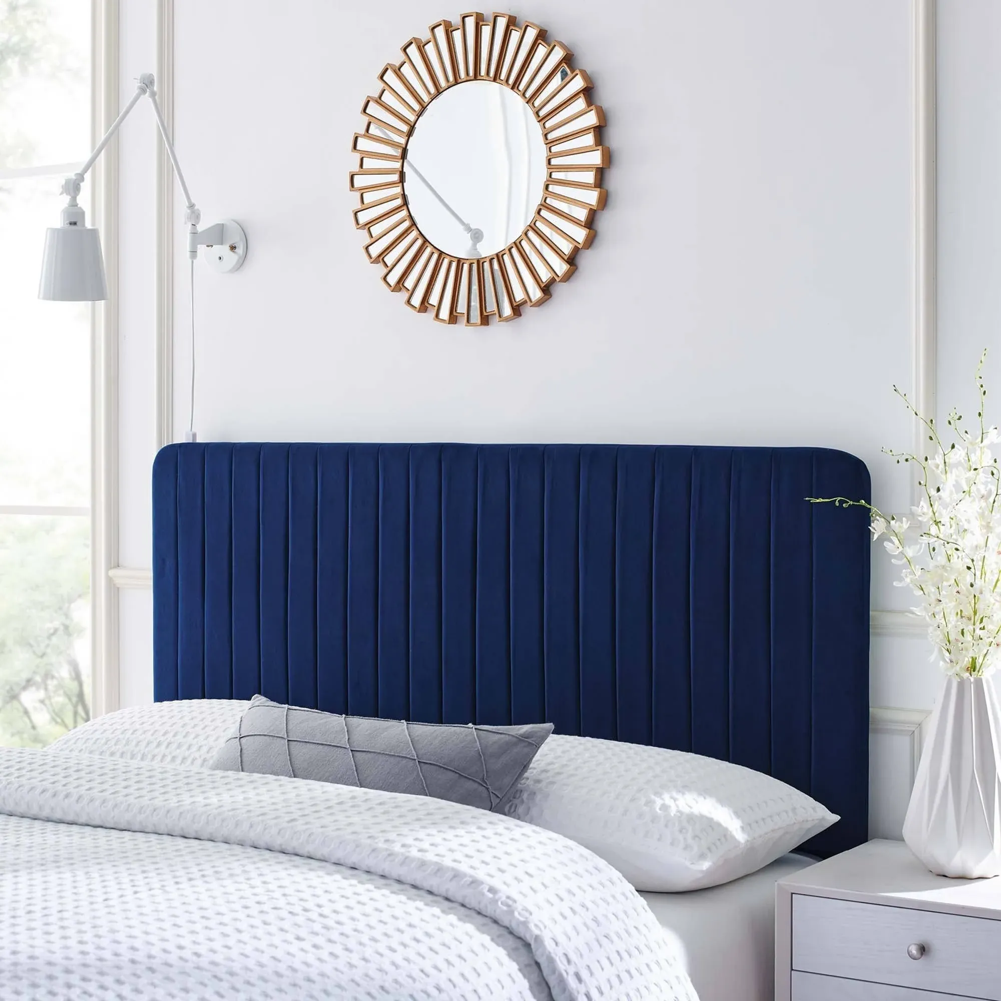 Luxurious Ergode Performance Velvet Twin Headboard - Stain-Resistant, Channel ...