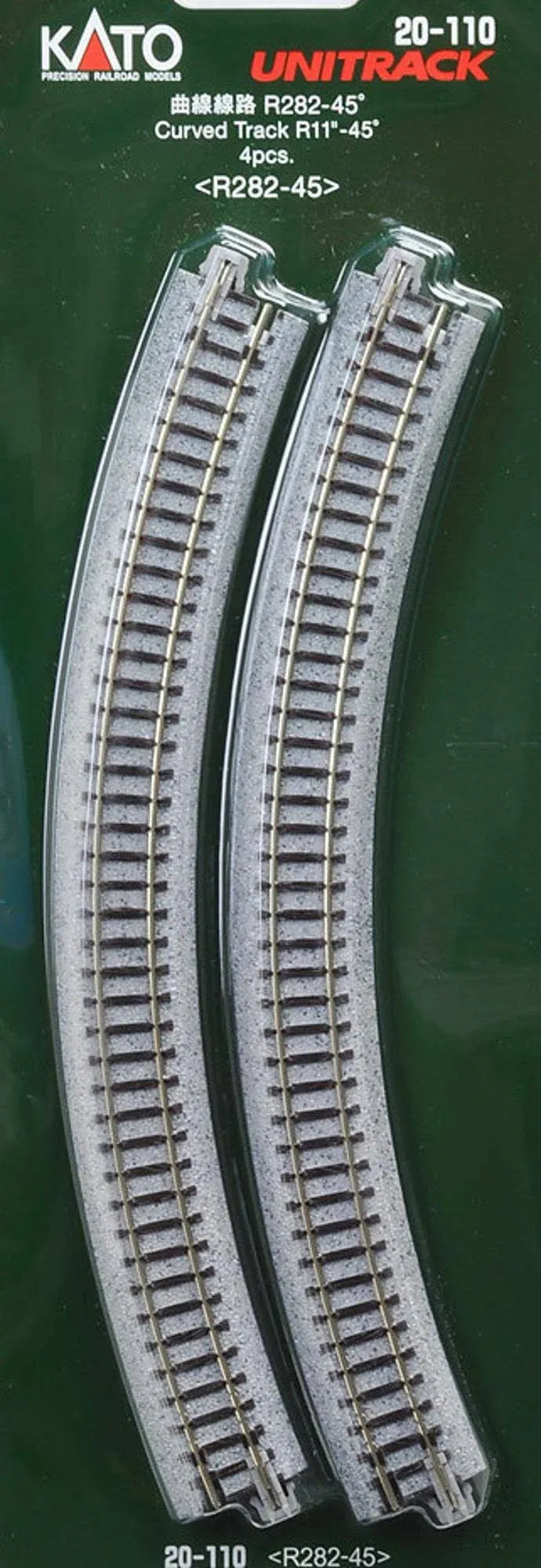 K20-110 Kato N Scale Ground Level Radius 282mm Curved Track 45 Deg.(4)