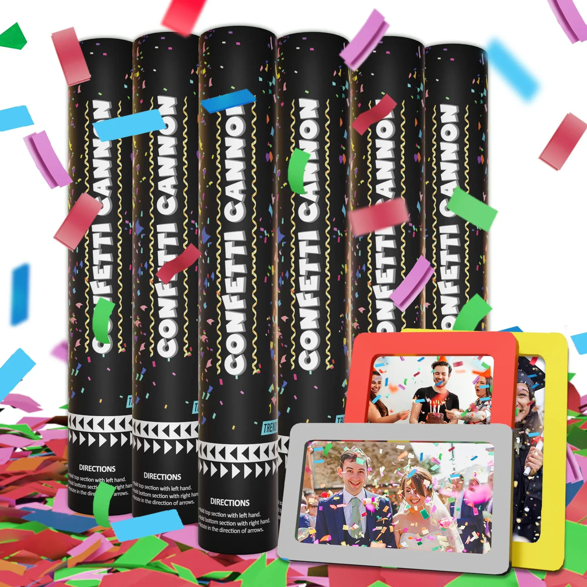 Trendy Buy Confetti Cannon Party Poppers 6 Pack Gift 3 Magnetic Photo Frames ...