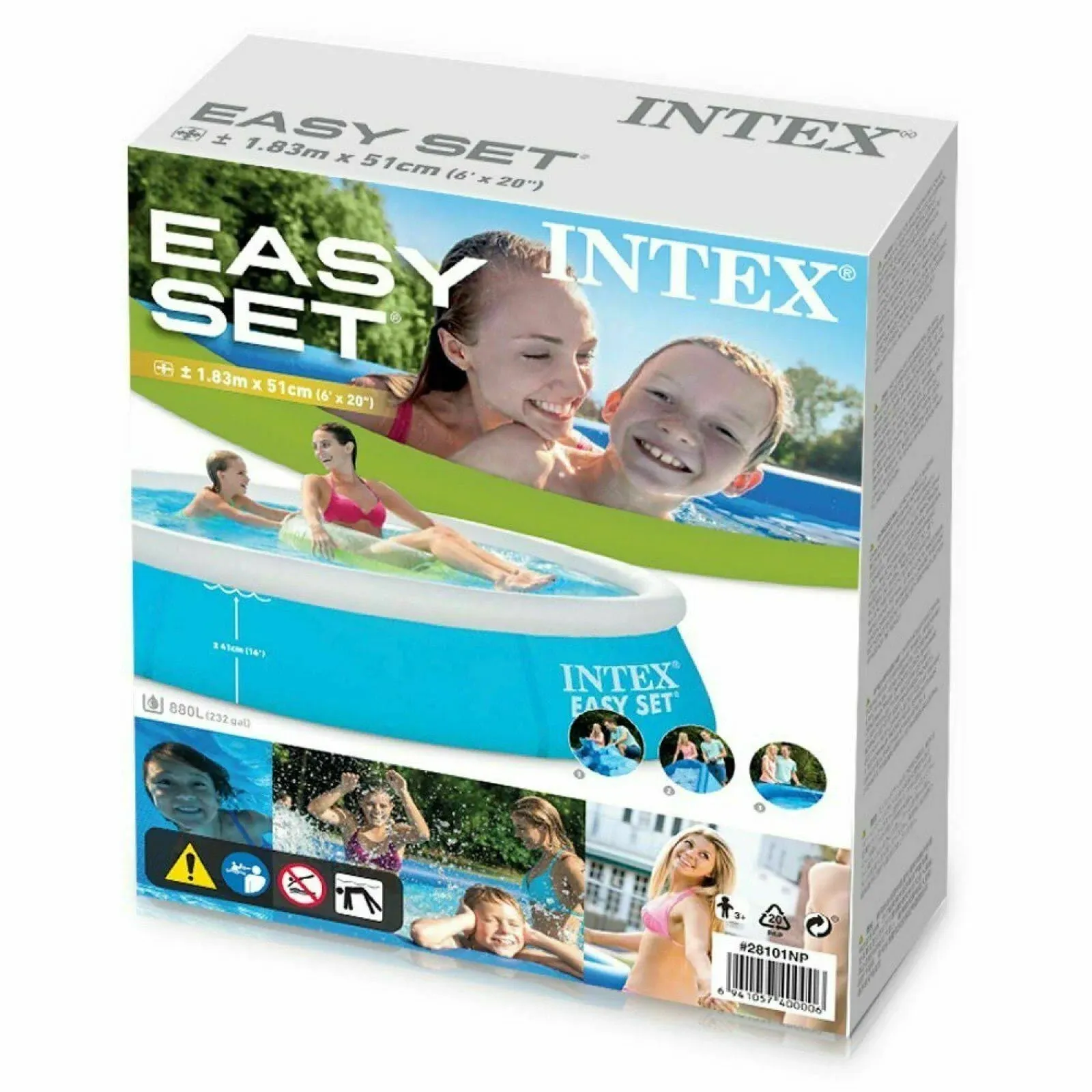 Intex 6ft x 20in Easy Set Inflatable Swimming Pool - Aqua Blue | 28101EH (54402E)