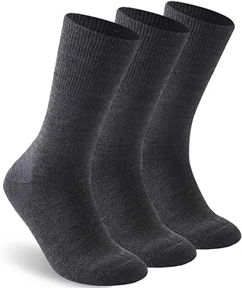 Facool Diabetic Socks for Men Women, Merino Wool Non-Binding Top Crew Socks with Cushion Sole, Seamless Toe 3 Pairs