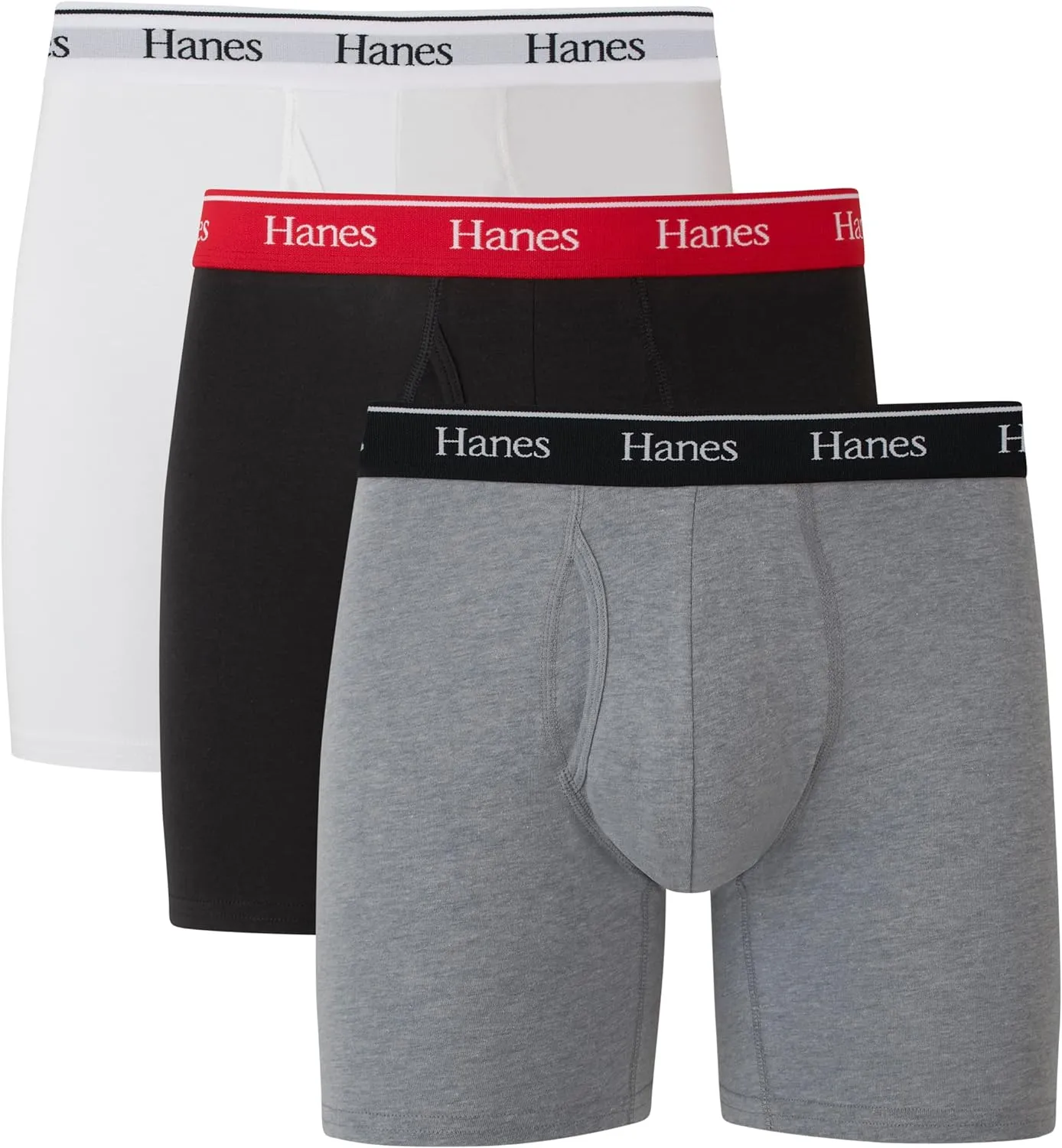 Hanes Originals Mens Boxer Briefs, Moisture-Wicking Stretch Cotton, 3-Pack