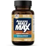 Ageless Male Max Chewable Nitric Oxide Booster Supplement for Men – High Potency Ashwagandha Extract to Boost Workouts, Muscle & Performance, Reduce Stress, Support Sleep (100 Chews, 1-Bottle)