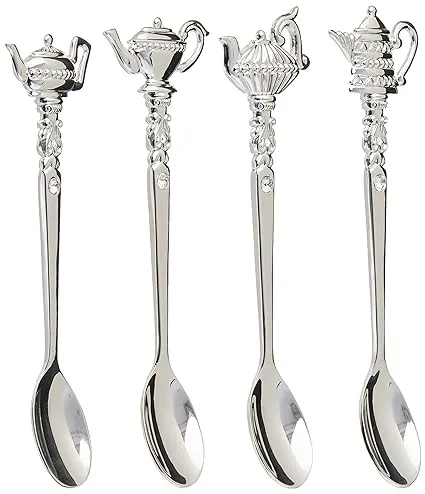 Elegance Silver Plated Teapot Spoons With Crystal, Set of 4 - Traditional - Spoons - by Elegance Silver | Houzz