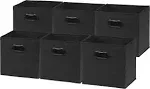 Simple Houseware Foldable Cube Storage Bin with Handle, 6 Pack, Black