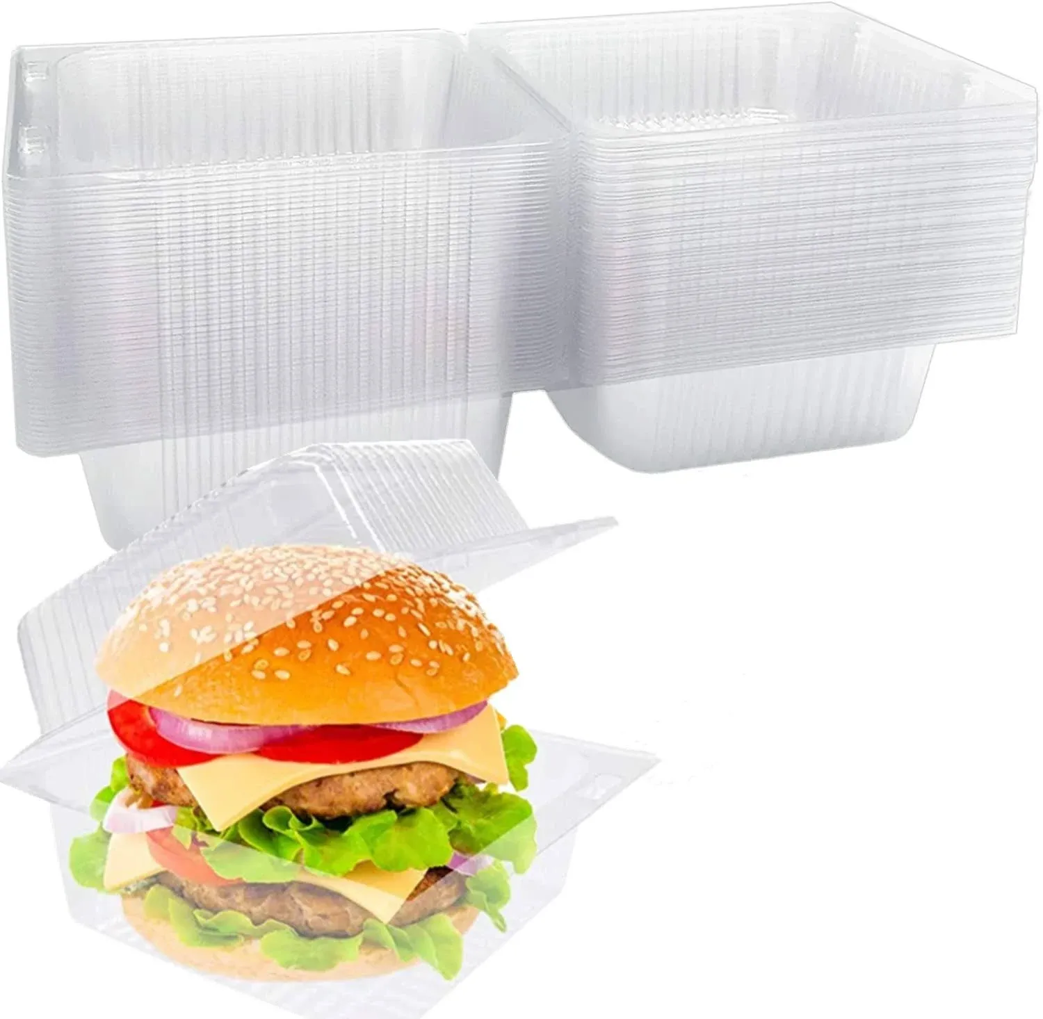 100 Pack Clear Plastic Clamshell Takeout Containers, Disposable Plastic Hinged ...