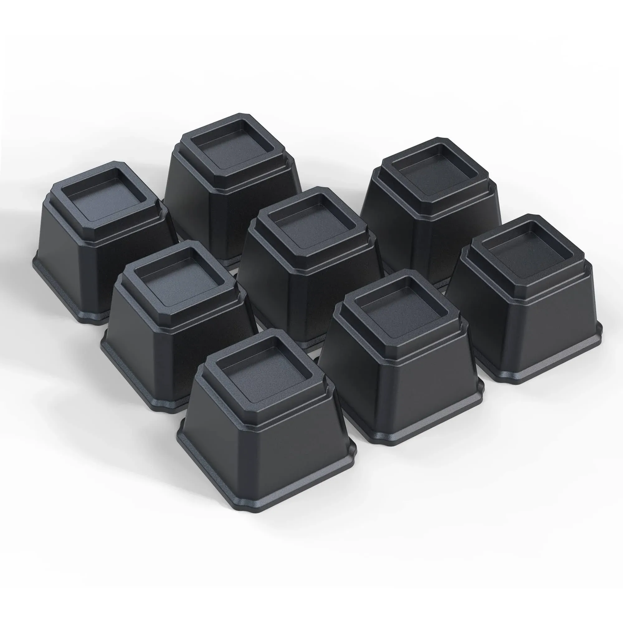 Ahasolid Bed Risers 4 inch Heavy Duty, Furniture Risers for Bed Frame, Couch, Desk, Chair, Lifts Up to 3,500 lb, Set of 8, Black