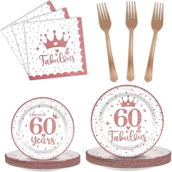 40th Birthday Tableware for Women - 96Pcs 40th Birthday Plates and Napkins | ...