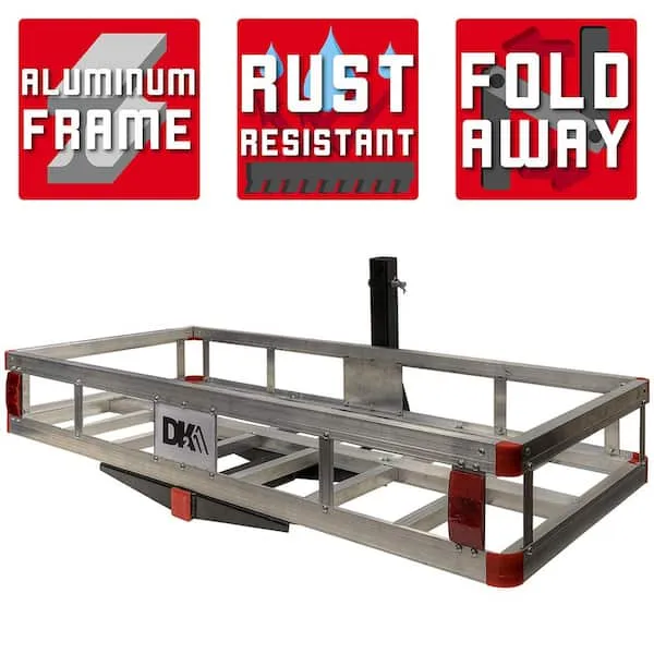 DK2 Hitch Mounted Cargo Carrier | Aluminum Construction | Corrosion Resistant | Anti-Wobble | HCC502A | 500 lb. Carrying Capacity with Class III or IV Hitch | Fits Any 2" Receiver | Fold Up Design