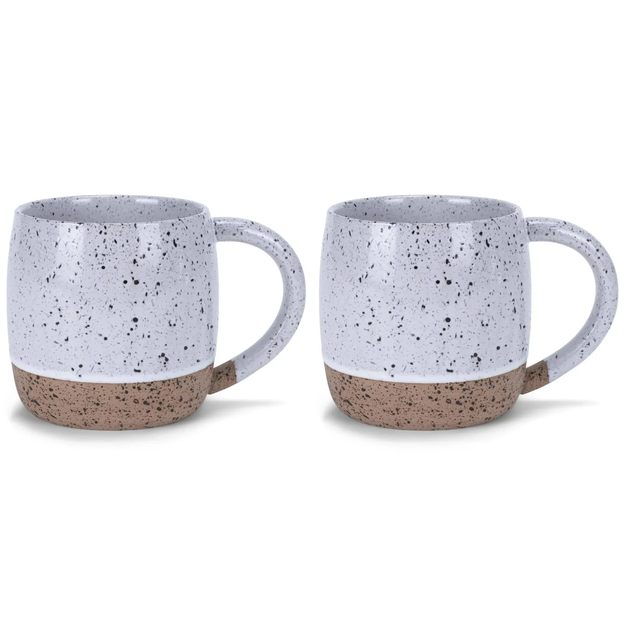 Elanze Designs Speckled Raw Bottom 17 ounce Ceramic Mugs Pack of 2, White