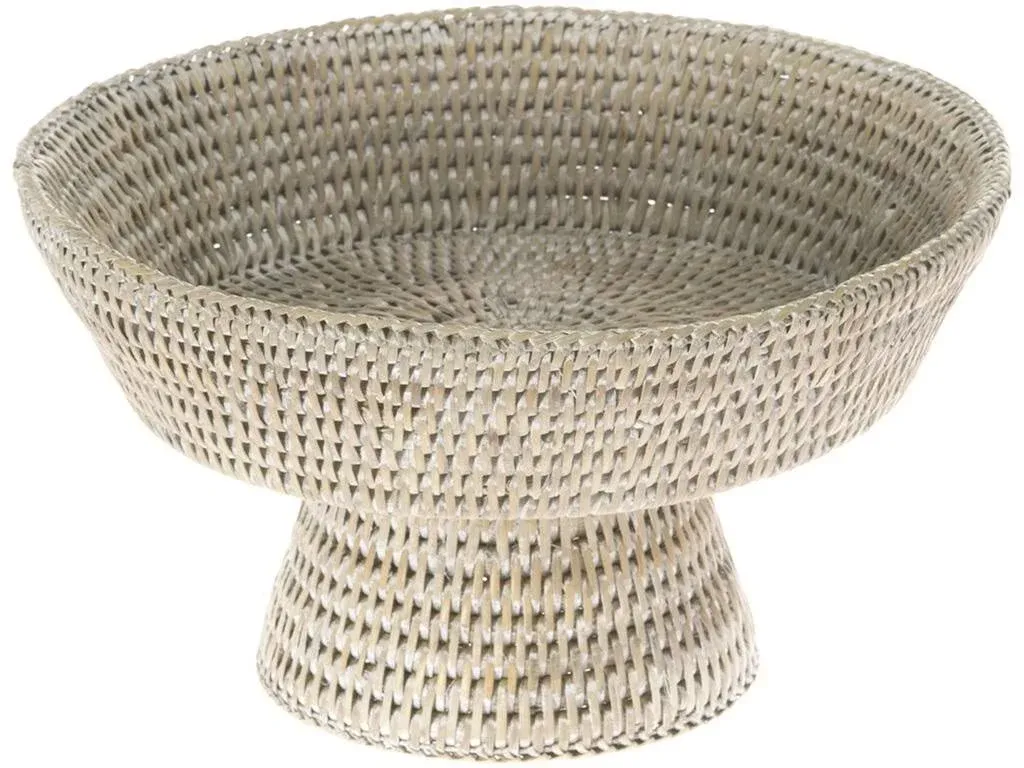 Kouboo La Jolla Pedestal Rattan Fruit Bowl White Wash