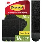 Command 20 Lb XL Heavyweight Picture Hanging Strips, Damage Free Hanging Picture Hangers, Heavy Duty Wall Hanging Strips for Christmas Decorations, 10 Black Adhesive Strip PairsCommand 20 Lb XL Heavyweight Picture Hangin…