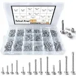 Generic Trivd Frol 410 Stainless Steel Self Tapping Tek Screws Assortment,430 Pcs #8#10#12 Hex Head Self Drilling Screws for Metal, Len