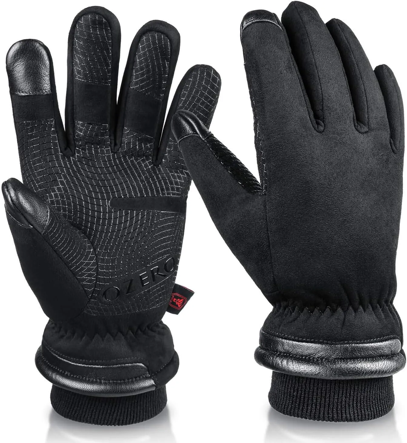 OZERO Waterproof Winter Gloves Men Women -30 °F Cold Proof Touchscreen Anti Slip Silicon Palm - Heated Glove Thermal for Driving Cycling Motorcycle