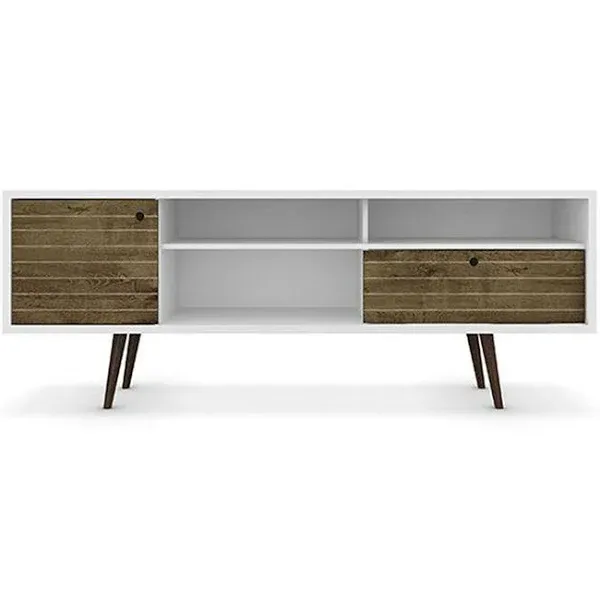 Manhattan Comfort Liberty Modern TV Stand with 4-Shelves and 1-Drawer, White ...