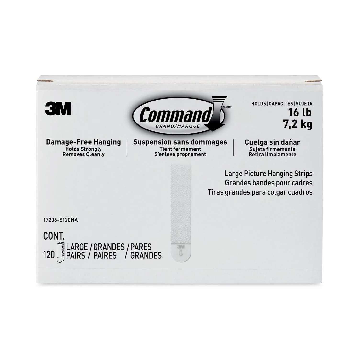 Command Large Picture Hanging Strips [Removable]: 120 Pairs (White)