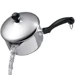 Farberware Classic Stainless Steel 1-Quart Covered Straining Saucepan, Silver