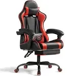 Shahoo Gaming Chair with Footrest and Massage Lumbar Support, Video Seat Height Adjustable with 360°Swivel and Headrest for Office or Bedroom