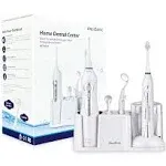 Aquasonic Home Dental Center Ultra Sonic Rechargeable Electric Toothbrush & Smart Water Flosser - Complete Family Oral Care System - 10 Attachments