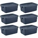 Rubbermaid 10 Gallon Stackable Storage Container, Dark Indigo Metallic (6 Pack) at VMInnovations