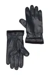 Leather Wool Blend Lined Gloves In 410nvy