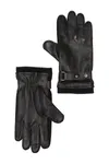 Leather Wool Blend Lined Gloves In 001blk