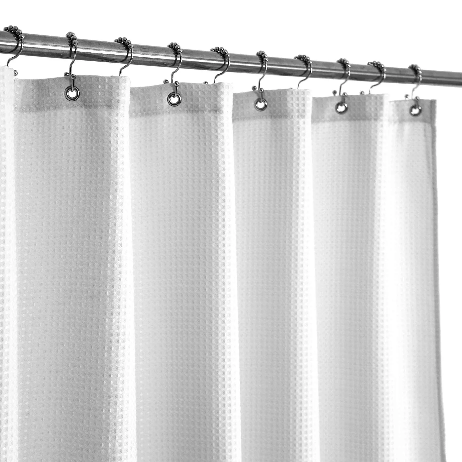 Barossa Design Long Stall Shower Curtain 54 x 78 inch, Fabric, Waffle Weave, Hotel Luxury Spa, 230 GSM Heavy Duty, Water Repellent, Machine Was