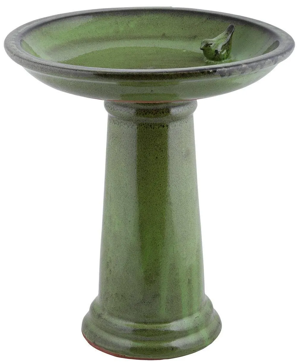 Esschert Design Ceramic Bird Bath and Pedestal