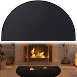 Svepndic 46 x 26 Fireplace Hearth Mats Fire Resistant Half Round Fireproof Fireplace Mat Black Fire Retardant Pad Fireplace, Protect Floors Patio