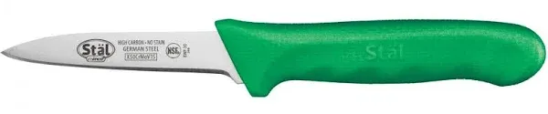 Winco KWP-30G 3-1/4" Paring Knife with Green Handle - 2 Pieces