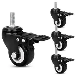 Generic 2"Stem Casters Set of 4 Heavy Duty Threaded Stem Casters Wheels with Safety Dual Locking Furniture Casters Swivel Castors