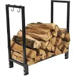 30" Firewood Rack Log Holder Storage Stacker Steel Metal Indoor Outdoor Accesory In Black