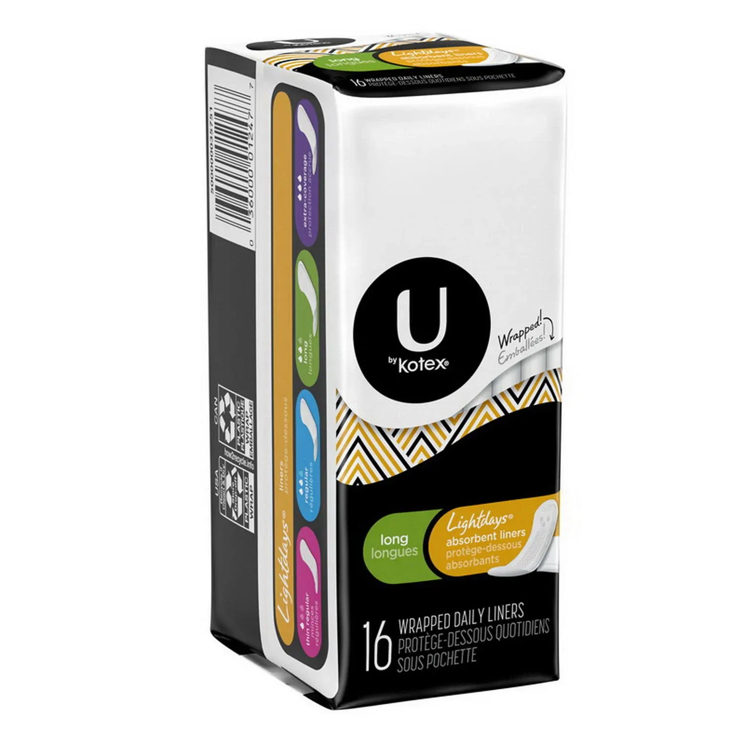 U By Kotex Pantiliner Fresh And Dry Long-16 Count-12/Case