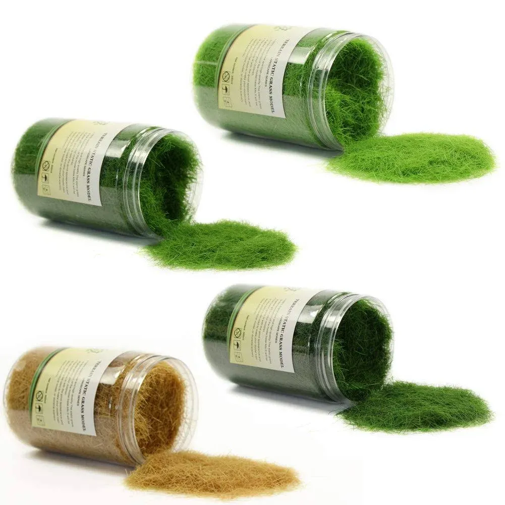 Evemodel CFA4 4 x 300ml Mixed 12mm Static Grass Terrain Powder Green Fake Grass ...