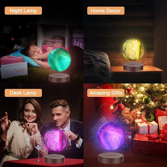 VGAzer Levitating Moon Lamp Floating and Spinning in Air Freely with 16 Colors LED Galaxy Moon Lamp Lights,Unique Gift & Decorative Lamp for Kids Lover Friends