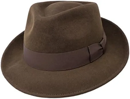 Premium Doyle - Teardrop Fedora Hat - 100% Wool Felt - Crushable for Travel - Water Resistant - unisex