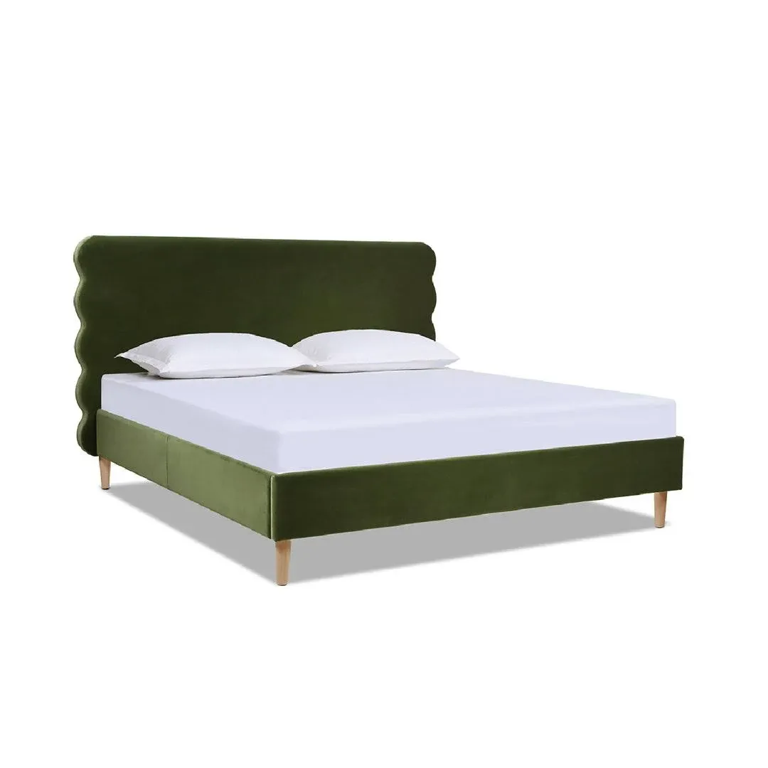 Henley Upholstered Bed Color: Olive Green Velvet, Size: King