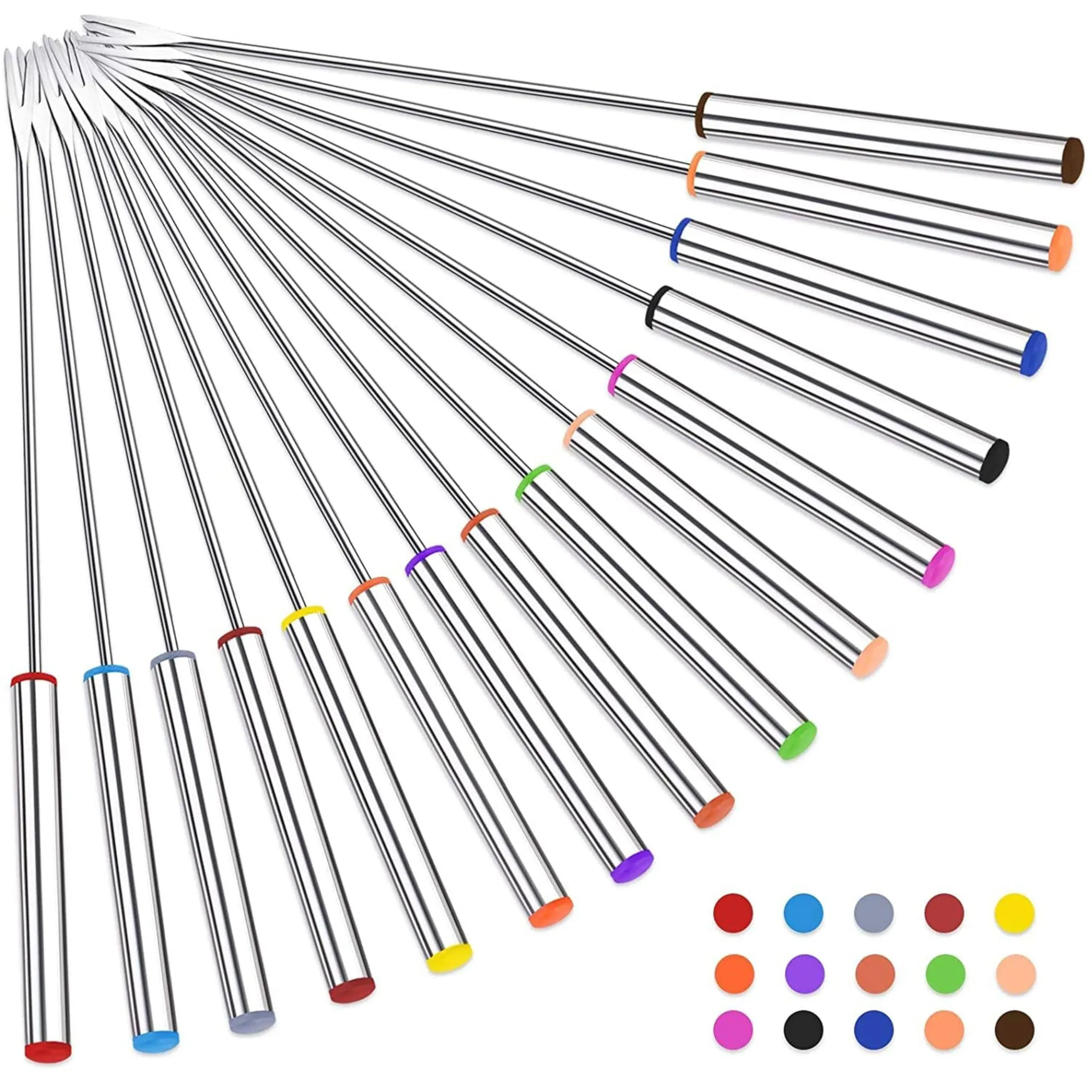 15pcs 9.6 Inch Fondue Sticks Smores Sticks Stainless Steel Fondue Forks with ...