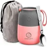 Vacuum Insulated Food Jar. Portable 12Oz Thermos Incl. Folding Spoon, Cup. Hot &amp;