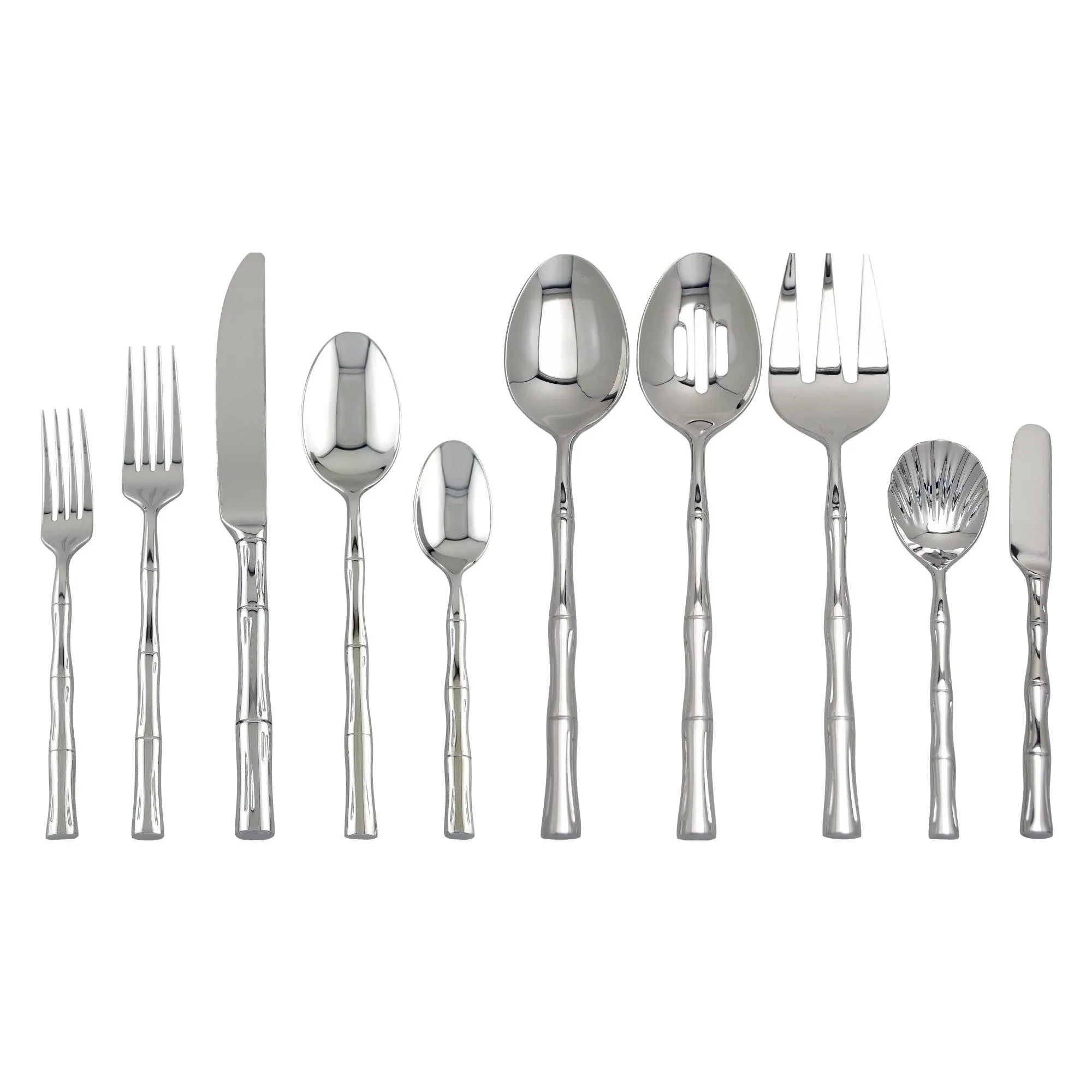 Supreme 45-Piece 18/8 Stainless Steel Bamboo Flatware Set, Service for 8, Include ...