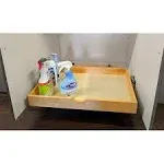 26'' Under Sink Organizers Storage Dovetail Drawer Rollout Drawer Wood Tray Kitchen Organizer Cabinet Slide Out Shelve Pull-Out Shelf Organization Assembled w/Sliders (26'' Width/one Drawer)