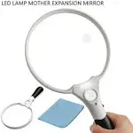 Large Magnifying Glass with Light, 10X 25X 45X Handheld Illuminated Magnifier 