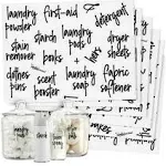 Talented Kitchen 141 Laundry Labels for Jars, Containers - Preprinted Black Script Stickers for Linen Closet, Bathroom, Cleaning Supplies Organization (Water Resistant)