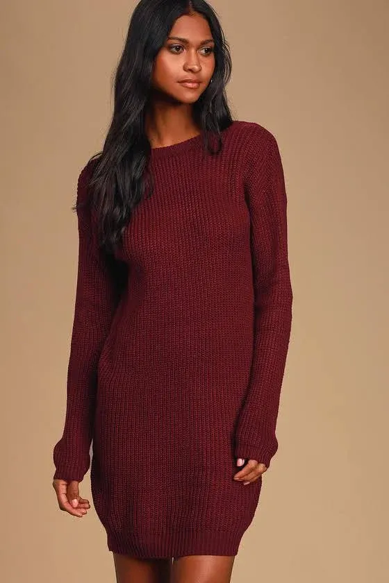 Lulus Bringing Sexy Back Red Backless Sweater Dress