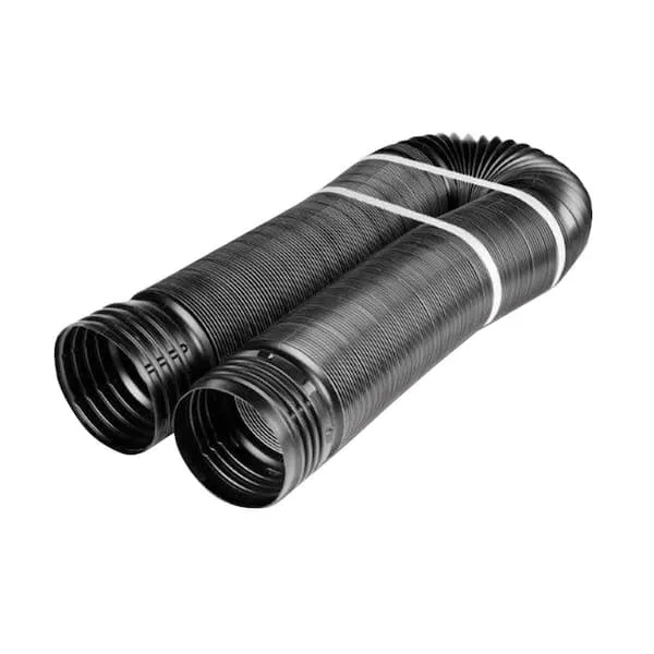 Flex-Drain 51710 Flexible/Expandable Solid Drainage Pipe, 3.37in (Inside Diameter) by 12ft