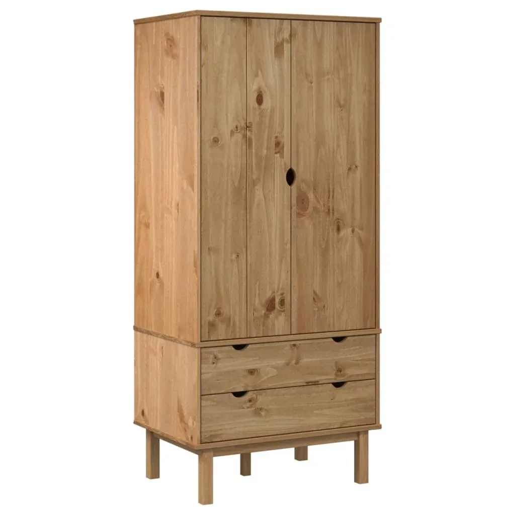 Wardrobe OTTA Brown and Gray 30.1"x20.9"x67.7" Solid Wood Pine