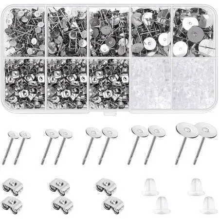 Earring Posts and Backs, Shynek 1800pcs Earring Making Supplies with Stainless ...